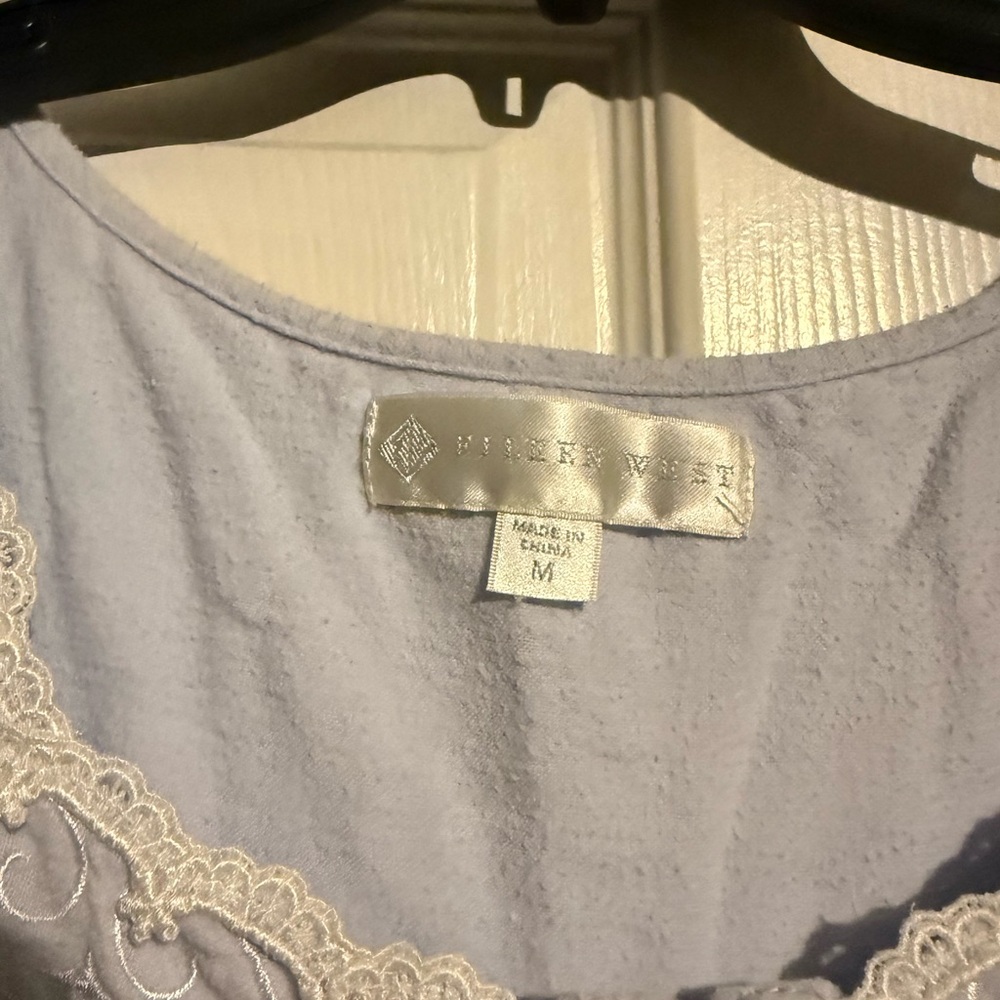 Eileen West Pale Blue Lace-Yoke Nightgown - Picture 2 of 3